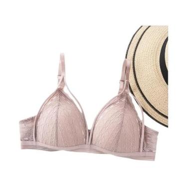 Imagem de Feminino Sexy Floral Renda Profunda V Push up Sutiã Fio Livre Lingerie