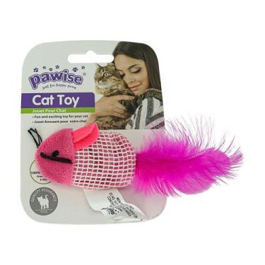 Imagem de Brinquedo Gato Pawise Rato Rosa com 100 Catnip  Estimula Instinto Natu