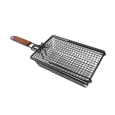 Imagem de Cesta Antiaderente de Grelhar, Alça de Madeira Dobrável, Ferramenta de Churrasco para Peixes Grelhados, Legumes, Bife, Sem Espetos, o Trabalho Necessário para Fazer o Churrasco.