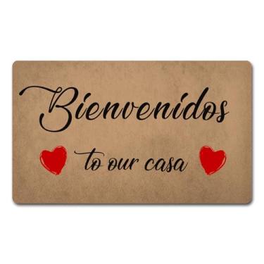 Imagem de MELODADDY Capacho engraçado de boas-vindas para entrada interna 45,7 cm (L) x 76,2 cm (C) Tapete para entrada interior Hello Mats para porta da frente Tapete de presente de aquecimento de casa