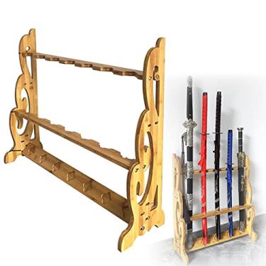 Imagem de Suporte de espada suporte vertical para katana, prateleiras de exibição de armas de pé, prateleira de exibição de espadas samurais de 1 a 9 níveis, cabide de espadas Wakizashi tanto, suporte de ex