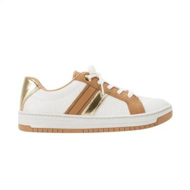 Imagem de Tênis Moda Feminino Kolosh Em Couro Branco E Bege, White, Camelo, 36
