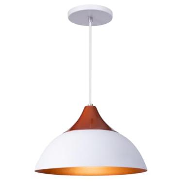 Imagem de Pendente Lustre Luminária Panama Branco C/Topo Cobre