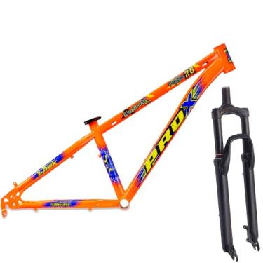 Imagem de Kit Quadro Freeride Aro 26 PRO-X Mandrake Modelo 2025 Grau e Manobras + Garfo de Suspensão 80mm,Laranja Azul Amarelo