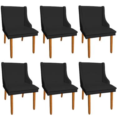 Imagem de Kit 6 Cadeiras de Jantar Corino Preto Pés Palito