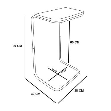 Imagem de Mesa Lateral Tampo Multiuso P/ Sofá Base Preto Branco