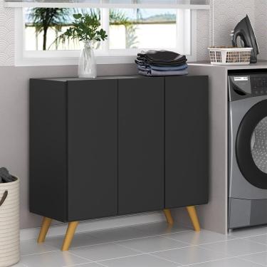 Imagem de Armário Lavanderia 90cm Mp5033 Preto/Natural