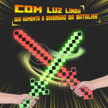 Imagem de Brinquedo Espada Pixel Minecraft 58cm Diamante à Pilha Azul