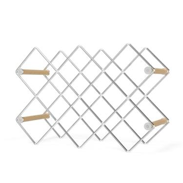 Imagem de Mango Steam Rack de vinho com 10 garrafas - Organizador de armazenamento para bancadas de cozinha, despensa, geladeira (madeira prata)