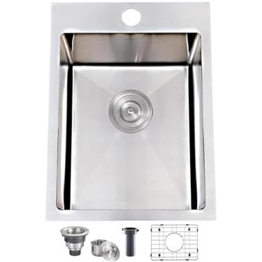 Imagem de VESLA Pia de cozinha pequena de aço inoxidável calibre 18 cm x 50 cm - pia de cozinha pequena de aço inoxidável, tigela única, acabamento escovado para lavanderia, preparação de bar molhado, trailer