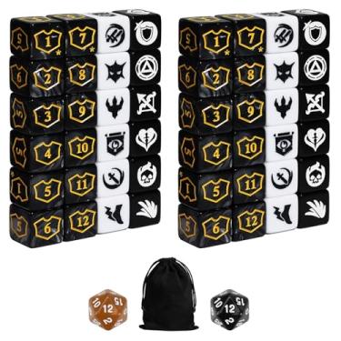 Imagem de FourDragons 50 Pieces Icon Abilities Keywords Counter MTG Dice Set, Black Shield Life Counter Creature Stats Buff Tokens, Compatible with MTG, TCG, Magic Card Games Accessories