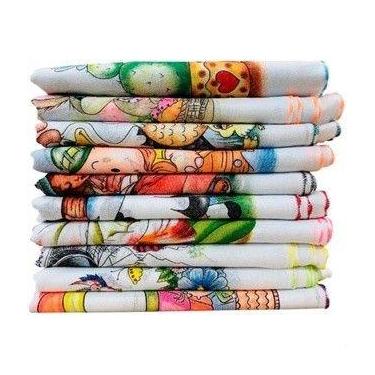 Imagem de Pano De Prato Estampado Bainha Kit Com 10 Peças 100% algodão - oem, 10