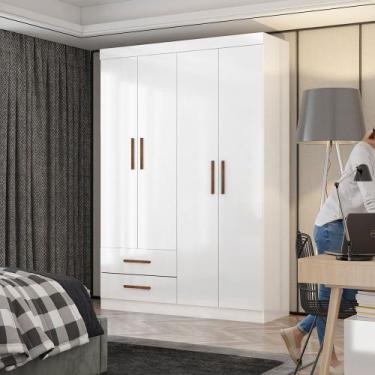 Imagem de Guarda Roupa Casal Lu 4 Portas 2 Gavetas Carioca Móveis, Branco