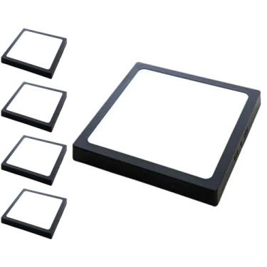 Imagem de Kit 5x Painel Plafon Sobrepor Alumínio Preto Quadrado LED 12W 15x15 6500K Bivolt
