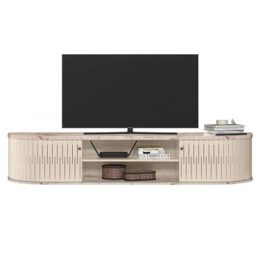 Imagem de Rack Suspenso Para Sala Algarve - 7 Decor Calacata E Off White