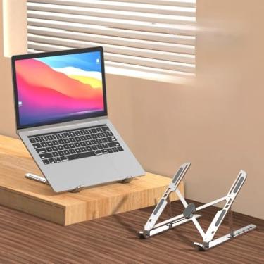 Imagem de Suporte Fino Para Notebook Base Dobrável de Alumínio Ergonômico Ajustável e Portátil(Prata)