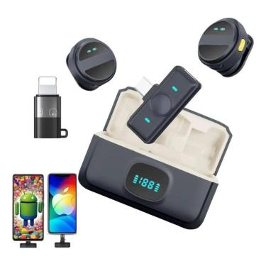 Imagem de Microfone Lapela Redondo Ima Sem Fio Duplo Usb-C E Adaptador