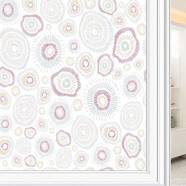 Imagem de Película de janela de privacidade de flores, textura de estilo floral, filme de vidro para sala de estar e escritório em casa, L90 x C 190 cm