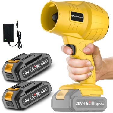 Imagem de Devaukee Soprador de folhas elétrico sem fio, sopradores de folhas portáteis leves para cuidados com o gramado, limpeza de pátio, folhas sopradoras, ideal para casa e jardim, 2 baterias