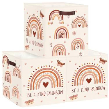 Imagem de Clastyle 3 Peças Boho Arco-Íris Infantil Caixa De Armazenamento Grande Borboleta Menina Brinquedo Cesta Para Roupas Livro Presente Com Alça Escritório Casa Quarto Berçário