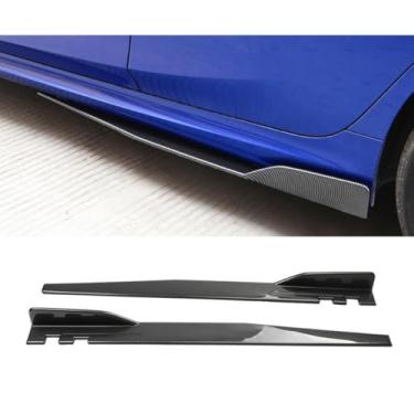 Imagem de Extensão de spoiler de lábio de saia lateral de carro protetor difusor para acessórios de avental divisor de saia lateral de carro universal (1,18 m preto brilhante)