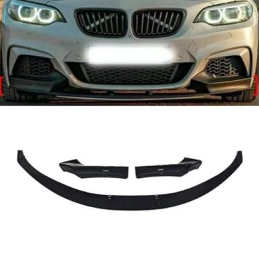 Imagem de 4 peças para para-choque dianteiro do carro, spoiler, difusor labial, peça de modificação para 2 séries F22 2014-2019 protetor de para-choque estilo MP (preto brilhante)