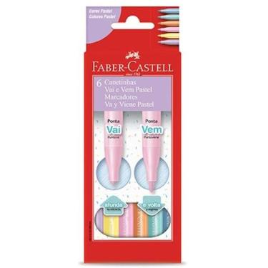 Imagem de Caneta Hidrográfica Vai e Vem Tom Pastel 6 Cores Faber Castell