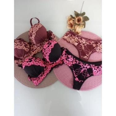 Imagem de Kit 2 Conjunto Gabi Sutiã e calcinha Renda Conjunto de microfibra de b