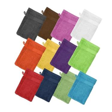 Imagem de ZUPERIA Luvas de banho premium - 100% algodão (15 x 23 cm, pacote com 12, multicoloridas) toalhas de banho estilo europeu com laço - toalhas de banho super macias e absorventes