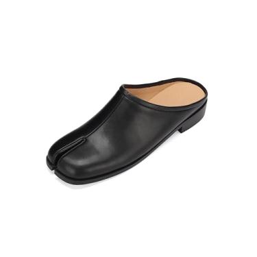 Imagem de Cuctos Sapatilhas com bico dividido, mocassins, tabis, confortáveis, fechadas, salto baixo, frente única, casual, sapatos de caminhada elegantes mulas/cloges, Preto, 36