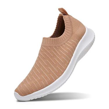 Imagem de Tênis de caminhada feminino Matrip, confortável, elástico, sem cadarço, leve, antiderrapante (tamanho: 34 – 42), Marrom, 10