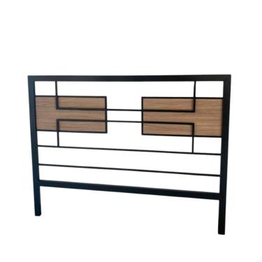 Imagem de Cabeceira Cama Aço Ferro Metal Robusto Cor Preto Mdf Claro Largura 160cm Estilo Industrial Cb-06