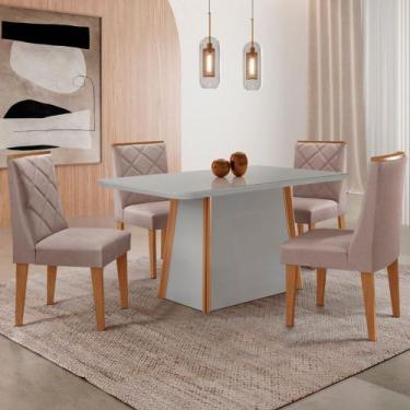 Imagem de Mesa de Jantar Diane 120cm Tampo MDF e Vidro com 4 Cadeiras Isadora Mo