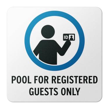 Imagem de 101SIGNCITY - Decalques de vinil impermeáveis de 15 x 15 cm, pacote com 2, "Piscina apenas para convidados registrados" – Revestimento chanfrado antiderrapante para superfícies lisas, placas de