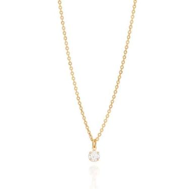 Imagem de Colar Rommanel Solitário Ponto Luz Zircônia Banhado Ouro 18k, Dourado