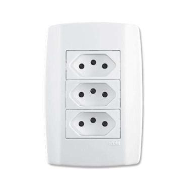 Imagem de Conjunto 3 Tomadas 3p 10a Linha Slim Ilumi - Kit Elétrico Residencial 