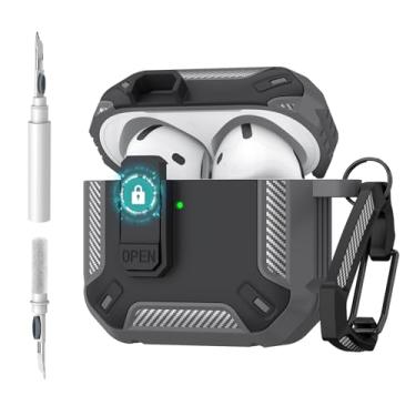 Imagem de Wanme Capa para AirPods 4, capa protetora rígida à prova de choque compatível com Apple AirPods 4ª geração para mulheres e homens, capa de proteção total para Airpod 4 com kit de limpeza, chaveiro