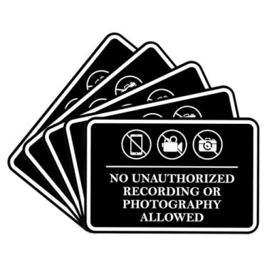 Imagem de Moldura clássica sem gravação não autorizada ou fotografia permitida sinal de porta ou parede Material durável | Fácil instalação (preto) - Pequeno (pacote com 5)