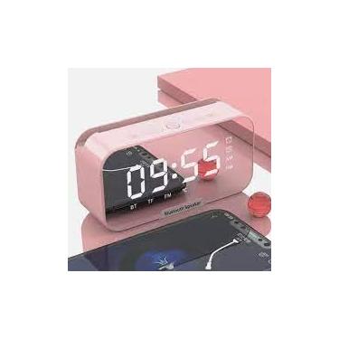 Imagem de Genérico Rádio Retro Com Relógio Despertador Exibição De Hora Bluetooth Portátil Espelho USB(Rosa Rádio)