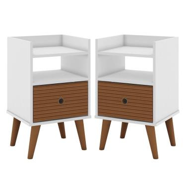 Imagem de Kit 2 Mesas de Cabeceira com 1 Gaveta Branco