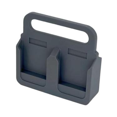 Imagem de MERIGLARE Suporte de bateria para organizador de armazenamento compacto e resistente de 18 V, acessórios para área de trabalho, rack de bateria portátil com 4, Cinza