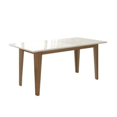 Imagem de Mesa de Jantar 160cm com Vidro Liz Poliman Móveis - Carvalho/Off White