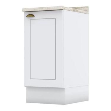 Imagem de Balcão 1 Porta 40cm Americana Branco Com Tampo Calcare - Móveis Henn Branco-calcare