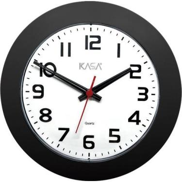 Imagem de Relógio Parede Sala Cozinha Casa Escritório Preto aro Prata - JLK PLAS