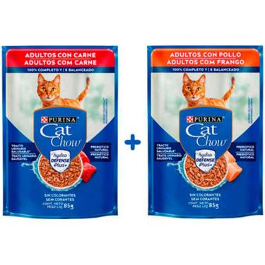 Imagem de Kit Ração Úmida Nestlé Purina Cat Chow Sachê Carne+Frango - 14 Unidades