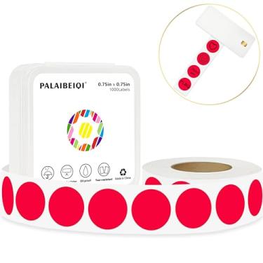 Imagem de PALAIBEIQI Rolo De Etiquetas Térmicas Redondas 3/4" Com Círculos Coloridos 0,75" Para Impressão, Codificação Cores Vermelha Autoadesiva Escritório, Sala Aula, 1000 Unidades