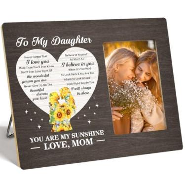 Imagem de OTINGQD Porta-retrato para filhas, presente para filha da mãe, presente de Natal, aniversário, formatura para filhas, moldura de madeira You Are My Sunshine Daughter