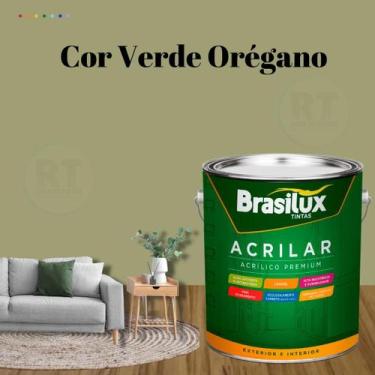 Imagem de Tinta De Parede Brasilux Acrilar Cor Verde Fosca Lavável Antimofo Prem