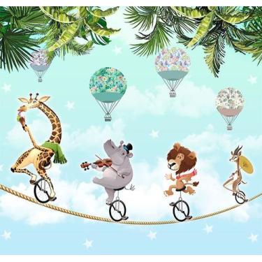 Imagem de Papel de Parede Adesivo Infantil Safari Circo Quarto Menino Menina - 6