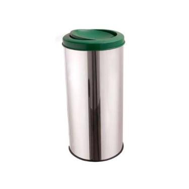 Imagem de Lixeira Inox Com Tampa Flip-TopInox (Basculante) 35 Litros Largo - CM 